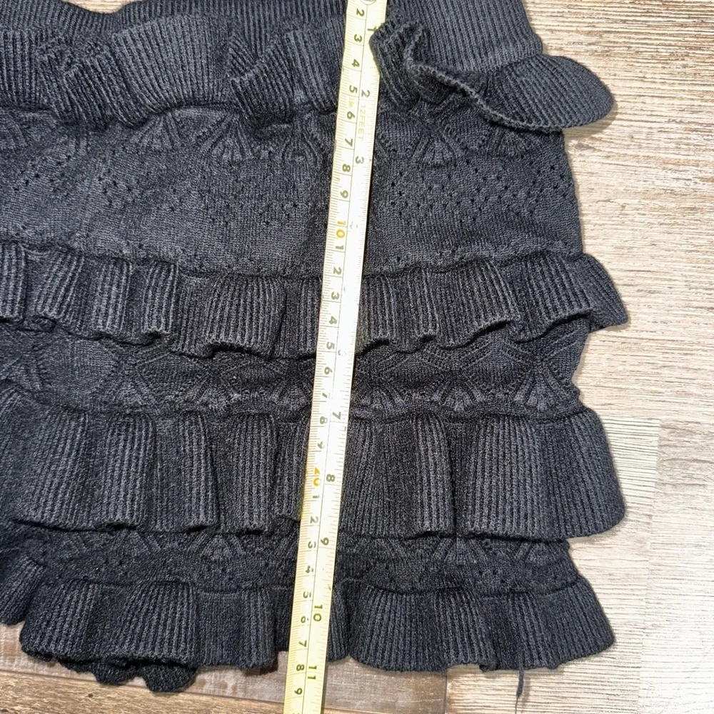 Black Ruffle Knit Shorts Boho Cottagecore Layered Ruffle Bloomer Shorts small